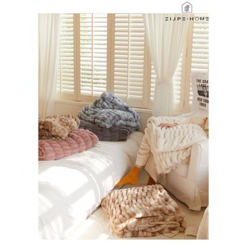 北歐輕奢大兔毛毛毯簡約AB版玉狐絨毯子休閑毯沙發臥室蓋毯午睡毯