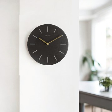 30cm 居家擺飾 沉穩簡約 北歐風 無印風 餐廳客廳臥室 靜音 板岩 圓掛鐘 - 黑色 ＃822GK130050