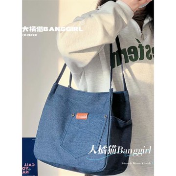 韓國ins牛仔簡約百搭學生單肩包