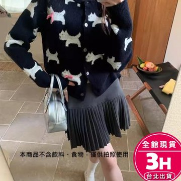 【梨卡】隔日到貨 女裝 針織上衣 毛衣 針織衫 氣質針織衫 慵懶風針織 狗狗圖案外套 可愛外套DR592【現貨24H】