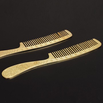 手工純黃銅梳子改善頭屑保健發梳純銅防靜電美發特色婚嫁化妝梳子