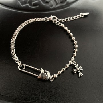 小寶925純銀回形針十字花拼接手鏈女ins小眾設計高級感輕奢冷淡風