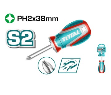 『油工廠』TOTAL 十字 螺絲起子 帶磁 PH2*38mm 手工具 狹窄空間