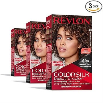 義大利 REVLON露華濃3D染髮劑-#43中金棕色(59.1mlx2/盒)x3