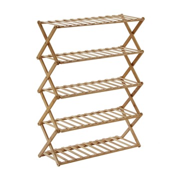 沐慕家居 免安裝折疊竹製多層鞋架 五層  木色  1個
