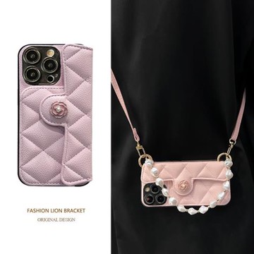 適用三星S24Ultra手機殼S25帶卡包S22+翻蓋荔枝紋S23FE小香風A55斜跨a34防摔A60s菱格a25零錢包a35插卡套S20