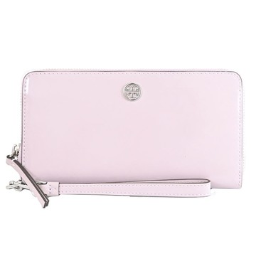 TORY BURCH 162115 品牌LOGO滑面皮革手提ㄇ字拉鍊長夾.淺紫