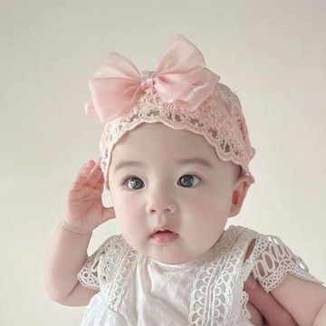 嬰幼童韓版兒童蕾絲發帶嬰兒滿月百天寶寶頭帶發飾蝴蝶結囟門發帶