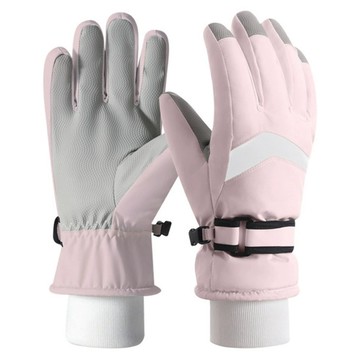GLOVES 秋冬滑雪騎行保暖加絨防風手套  粉色  1套  280 x 150 x 50mm