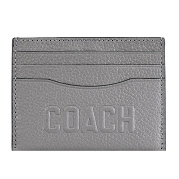 COACH CZ001 浮雕車線LOGO荔枝皮革隨身名片夾/卡夾.炭灰