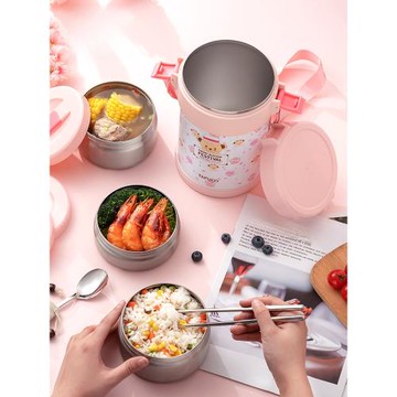 泰福高學生保溫飯盒加厚316不銹鋼3層真空保溫便當飯盒超長保溫桶