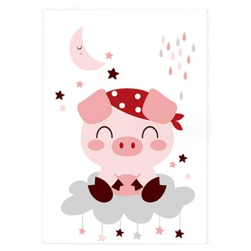 Vanibaby 純棉防水透氣隔尿墊 柔軟耐機洗 四層隔尿系統  70 x 90cm  小豬  1個