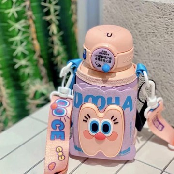 uooha兒童杯子帶保溫杯大可愛高顏值女士水杯學生容量吸管littles