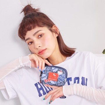 【Hello Kitty】蘋果凱蒂-雙層零錢包-深藍 KT03H04NY