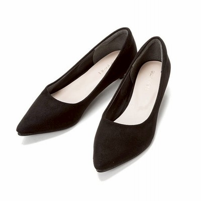 ユメテンボウ 夢展望 3cmヒールポインテッドパンプス （ブラックスエード）