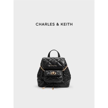 (免運)CHARLES&KEITH24春夏新款CK2-60151400菱格大容量柔軟多用雙肩包
