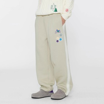 冬季羊羔絨加厚衛褲  男士刺繡直筒褲