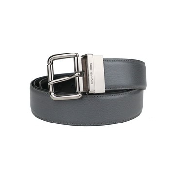 MICHAEL KORS 荔枝紋皮革雙面針扣皮帶-灰黑