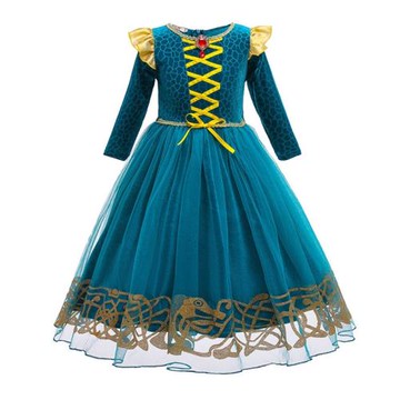 兒童勇敢傳說梅莉達公主裙安娜女童萬圣節Merida cospaly表演服