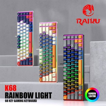 RAIKU雷魁 K68 有線鍵盤三拼色客制化游戲發光鍵盤機械手感亞馬遜