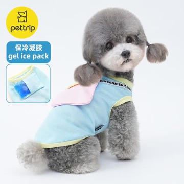 春夏寵物貓狗衣服小狗防曬衣降溫凝膠衣服貴賓博美口袋蜂巢布背心