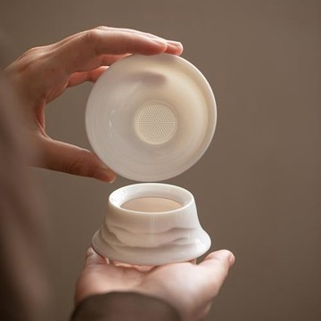 羊脂玉過濾茶漏茶器隔茶渣葉泡茶過濾器茶濾組合茶道配件茶隔濾網