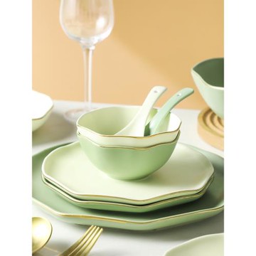 家用陶瓷飯碗日式餐具簡約純色圓形新款碗盤碗筷套裝吃飯湯碗小碗