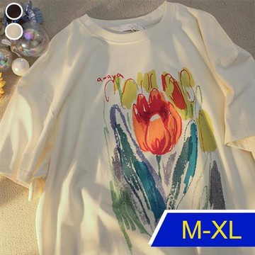 【韓國K.W.】國色天資天絲棉花版好氣色上衣(休閒/T恤/印花/小香風/中大尺碼)