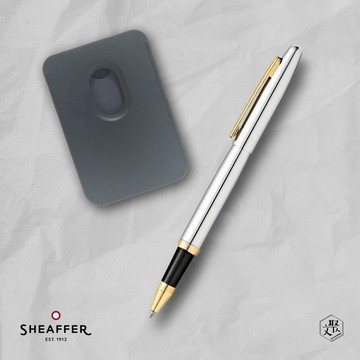 客製化刻字【SHEAFFER】VFM系列亮鉻金鋼珠筆+手機磁性卡夾禮盒 (原廠正貨)