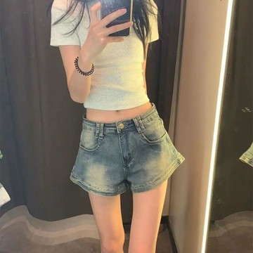 超殺優惠類小個子牛仔美式短褲辣妹高腰水洗夏季2026復古熱褲短褲2QO9