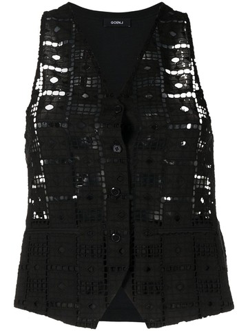 Goen.J - cut out-detail waistcoat - women - Cotton/Cotton - M - Black