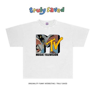 美式街頭復古Vintage高克重磅純棉大碼落肩短袖T恤潮牌OS個性tee