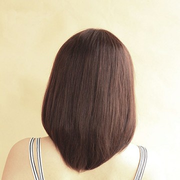 【巴黎精品】長假髮整頂真髮-齊瀏海氣質內扣鎖骨髮女假髮a1bi11