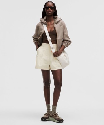 Nylon Pleat-Front High-Rise Shorts 3.5" Size XL