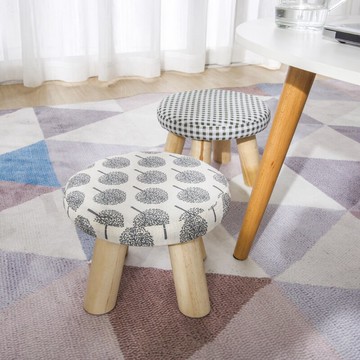 凳子家用圓形矮凳客廳小墩子時尚創意小木凳簡易圓凳腳凳布藝坐凳