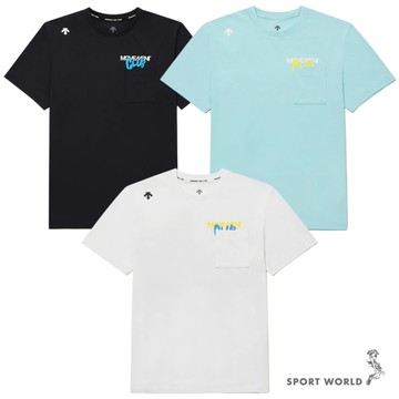 Descente 迪桑特 短袖上衣 男裝 胸前口袋 寬鬆 黑/藍/白【運動世界】SR223ETS59-BLK0/MINT/WHT0