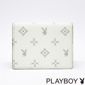PLAYBOY - 卡片夾  黑白TWO系列 - 米白色