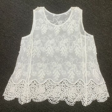 刺繡蕾絲罩衫背心（透膚疊穿）055240