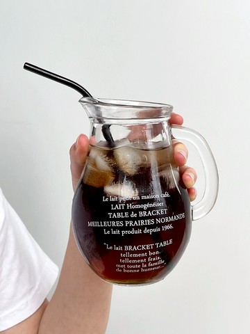 高顏值法文玻璃杯果汁飲料咖啡杯帶手柄家用大容量女夏杯子ins風