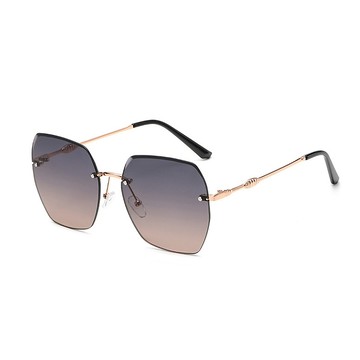 ALEGANT 雲霞藍粉果凍漸層無框墨鏡/UV400太陽眼鏡