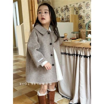 兒童2025春秋款高檔女童雙面羊絨呢大衣小童秋裝羊毛韓版毛呢外套