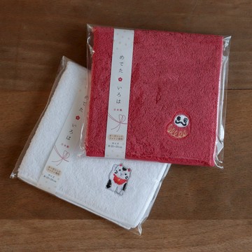 【Yourtableware】日本 有機棉 招財貓 達摩 刺繡 方巾 毛巾 手帕
