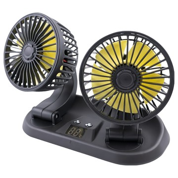 OMYCAR 雙頭折式停車牌風扇/車用風扇/汽車風扇/迷你風扇  黑色  AE180025