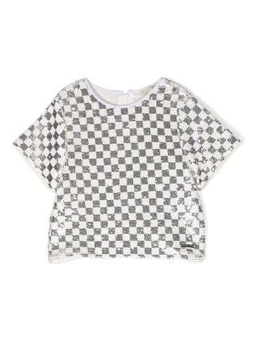 Michael Kors Kids - sequin embellished checkerboard top - kids - Polyester/Viscose - 12 yrs - Grey