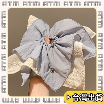 🔥臺灣出貨🔥可開發票✅輕飾時光韓系簡約多層刺繡方巾髮圈女高級感超大扎頭髮丸子頭髮繩百搭髮飾