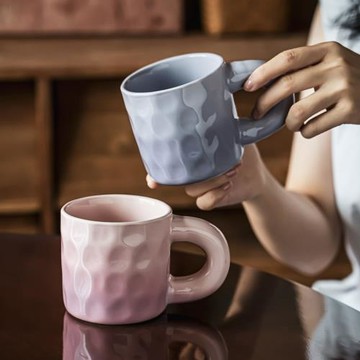 陶瓷粗柄馬克杯圓形大容量喝水杯家居日用牛奶燕麥杯高顏值情侶杯