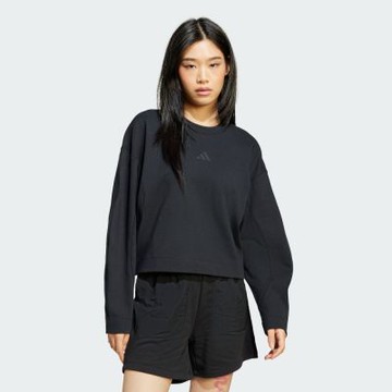 adidas 愛迪達 長袖上衣 女 大學T 亞規 W CE Q1 DK SWT 黑 JF3416