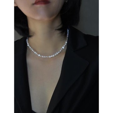 克拉人魚巴洛克珍珠項鏈輕奢淡水鎖骨鏈法式小香風女天然頸鏈配飾