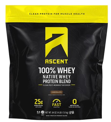Ascent Native Fuel Whey Protein Powder Chocolate 4 lbs