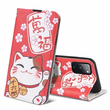 適用三星A55 A35 A15 A22 A73 A54彩繪蠶絲紋A53手機皮套A13保護殼A14軟A23翻蓋A33插卡支架貓A34 C55 M55